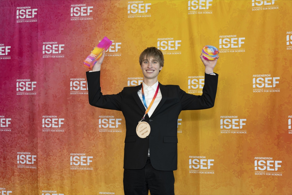 Evan Morris presenting his research at Regeneron ISEF